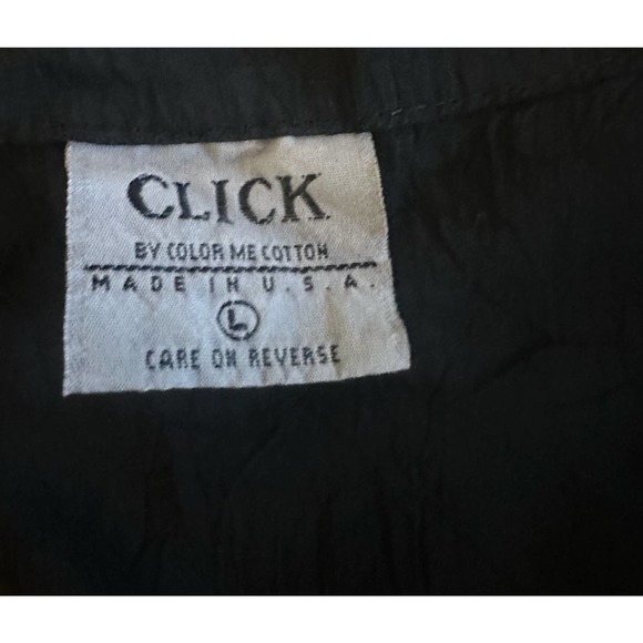 Vintage L Click Color Me Cotton Black Cut-Out Lattice Slv Button-Down Blouse Top - Picture 4 of 4